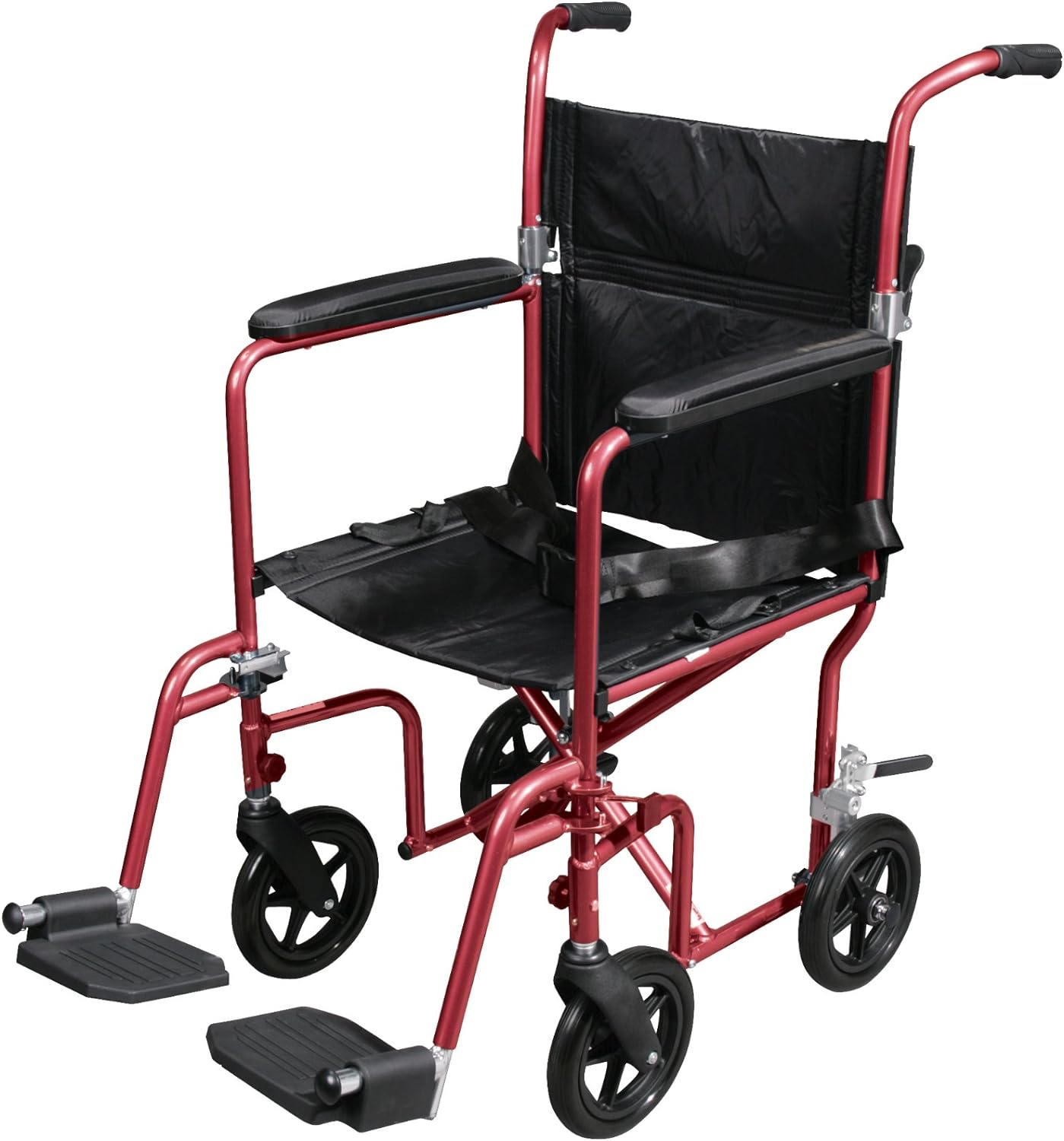ProBasics Burgundy Aluminum Transport Chair with Footrests