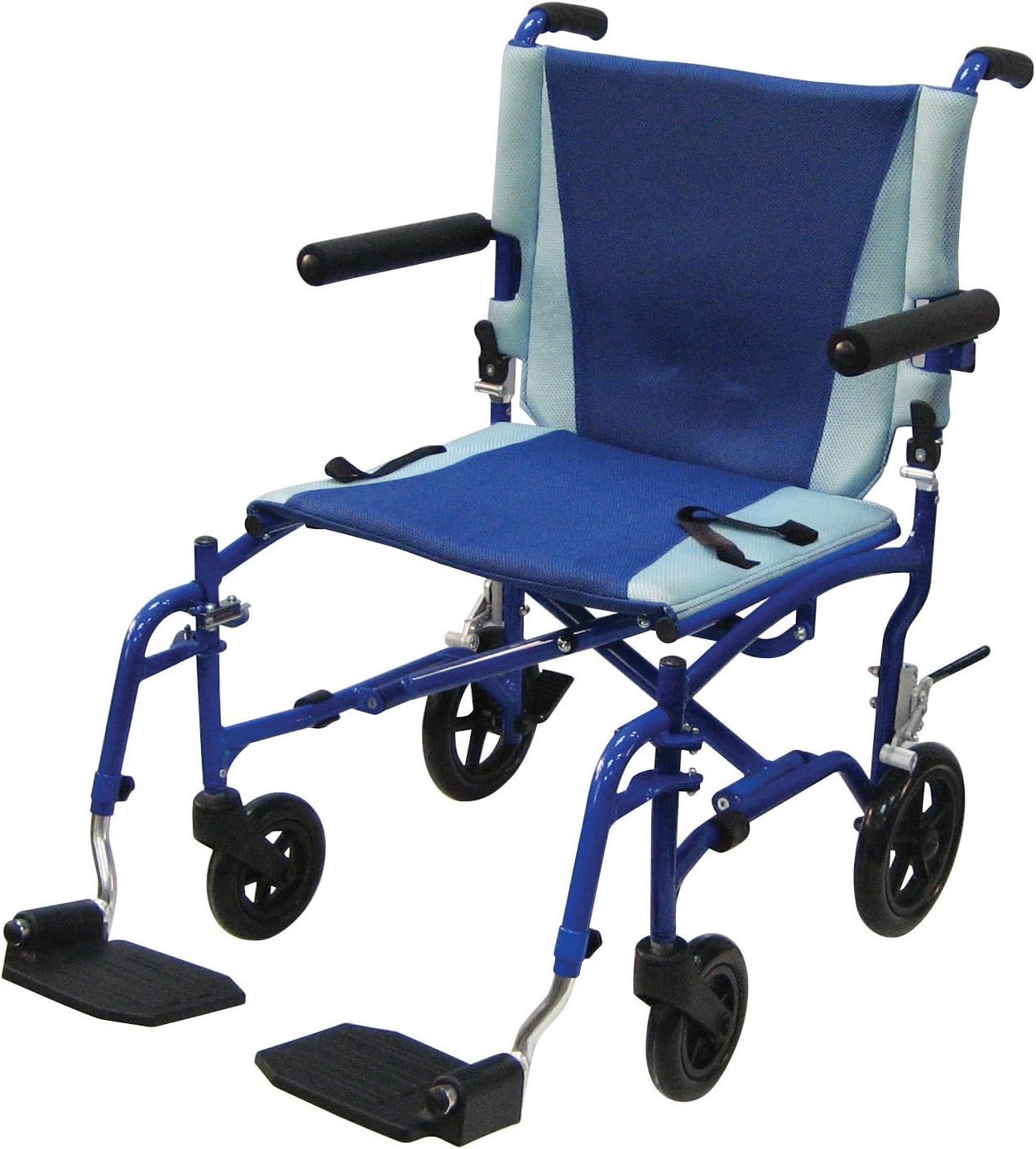 Transport Chair, 19", Aluminum Blue Frame / Blue Upholstery