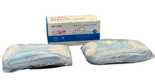 "Disposable Face Mask,Bx/50 w/EarLoops,3-Ply,Level 3, Blue"