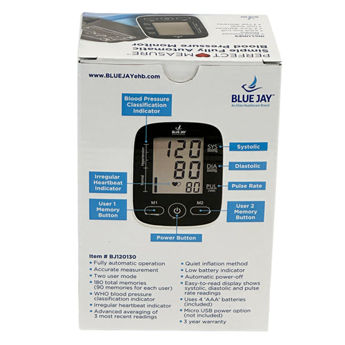 "Perfect Measure Simple Fully Auto Blood Pressure Blue Jay"