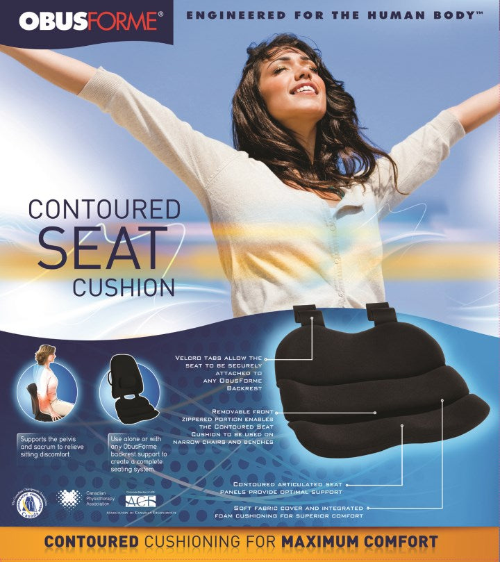 Obus Contoured Seat Cushion Black (Bagged)