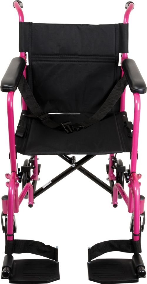 Transport Chair, Alum,19",with Footrests, Pink, ProBasics