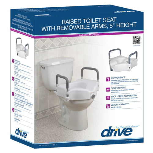 Raised Toilet Seat w/ Lock & Padded Removable Arms Retail