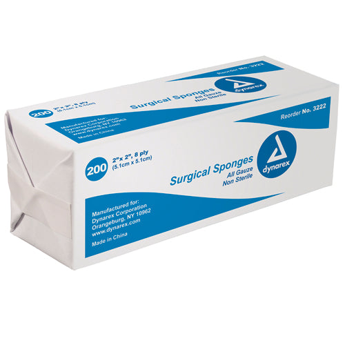 "Gauze Sponge Non-Sterile Cotton Filled 2"" x 2"" Bg/200"