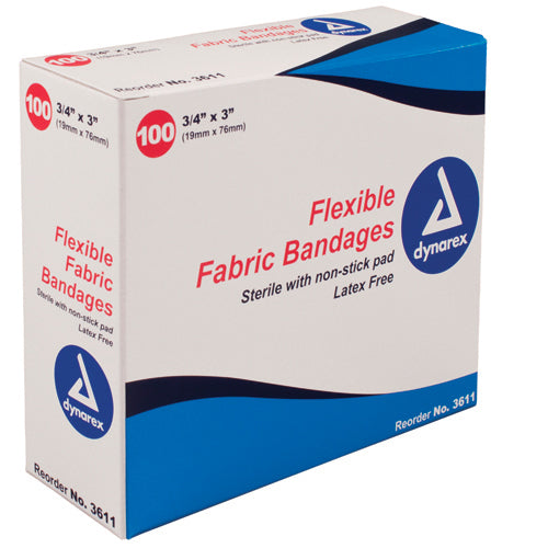 "Flexible Fabric Bandages 3/4""x3"" Sterile Bx/100"