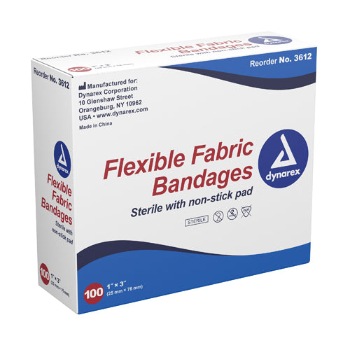 "Flexible Fabric Adh Bandages Wing 3"" x 3"" Bx/50"