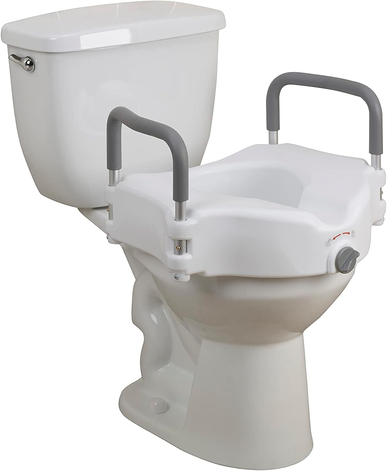 Raised Toilet Seat w/ Lock & Padded Removable Arms Retail