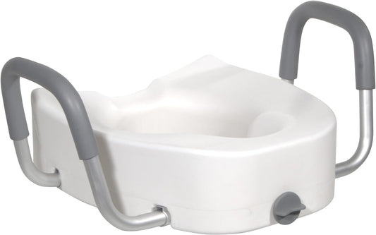 Raised Toilet Seat With Lock & Alum Det Arms Elongated