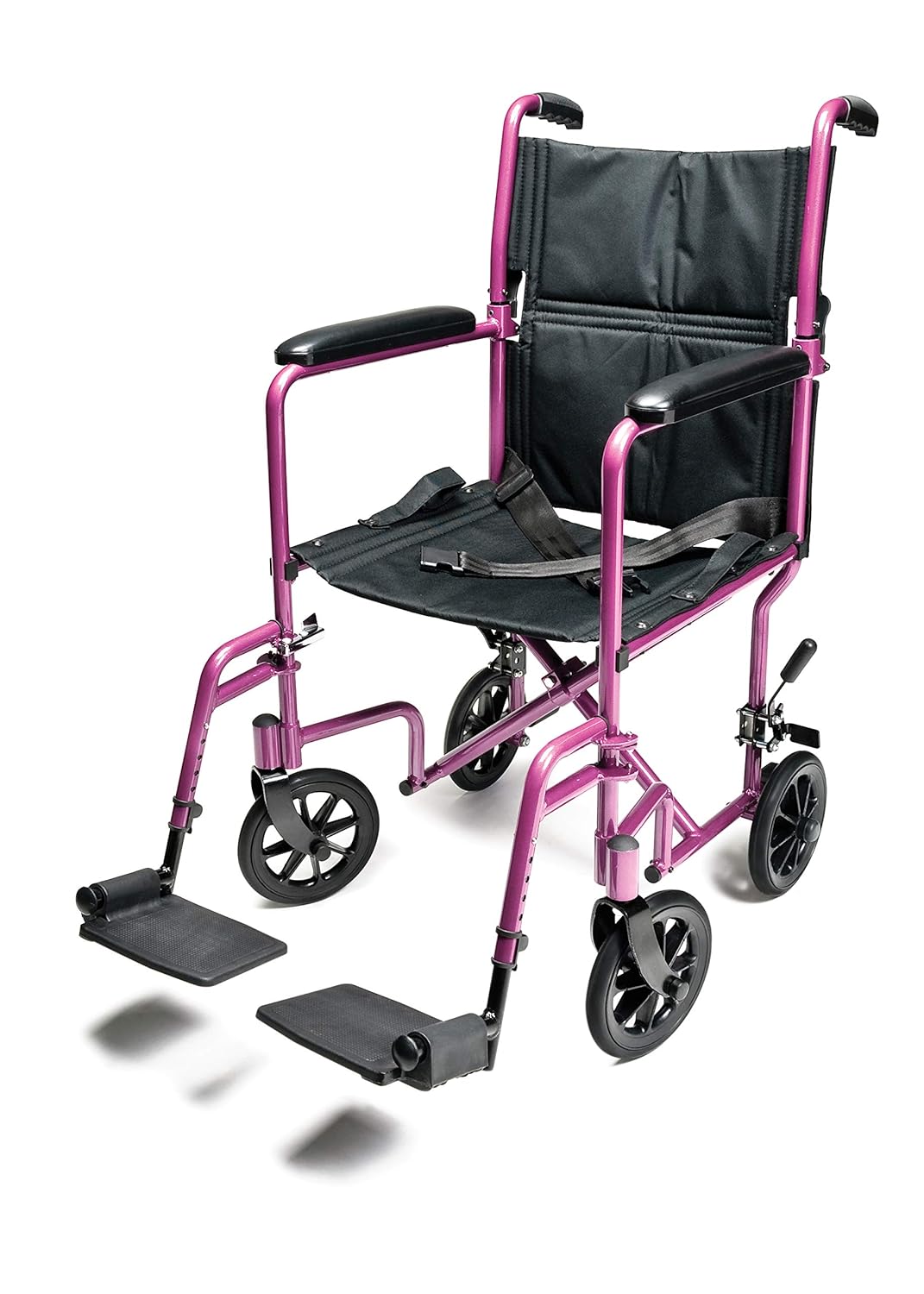 Transport Chair, Alum,19",with Footrests, Pink, ProBasics