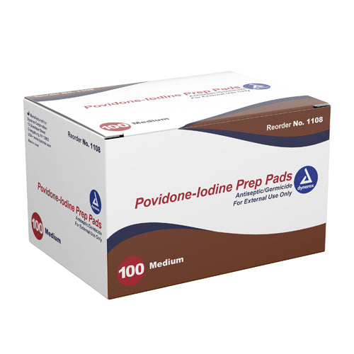 "Povidone Iodine Prep Pads Bx/100"