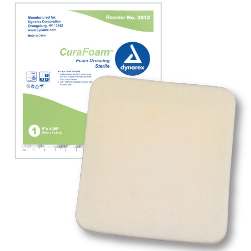 "CuraFoam Foam Dressing 4"" x 4.25"" Box 10"