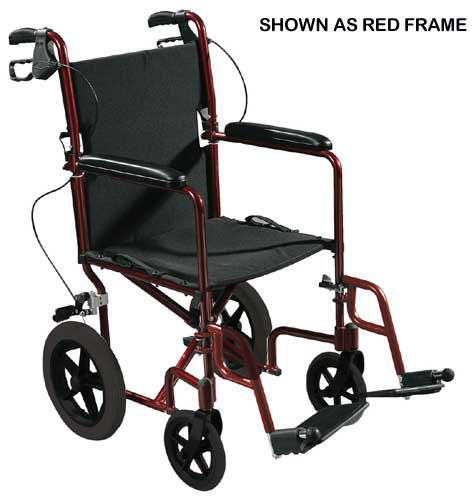 Expedition Aluminum Transport Chair w/Loop Locks, 19" Red